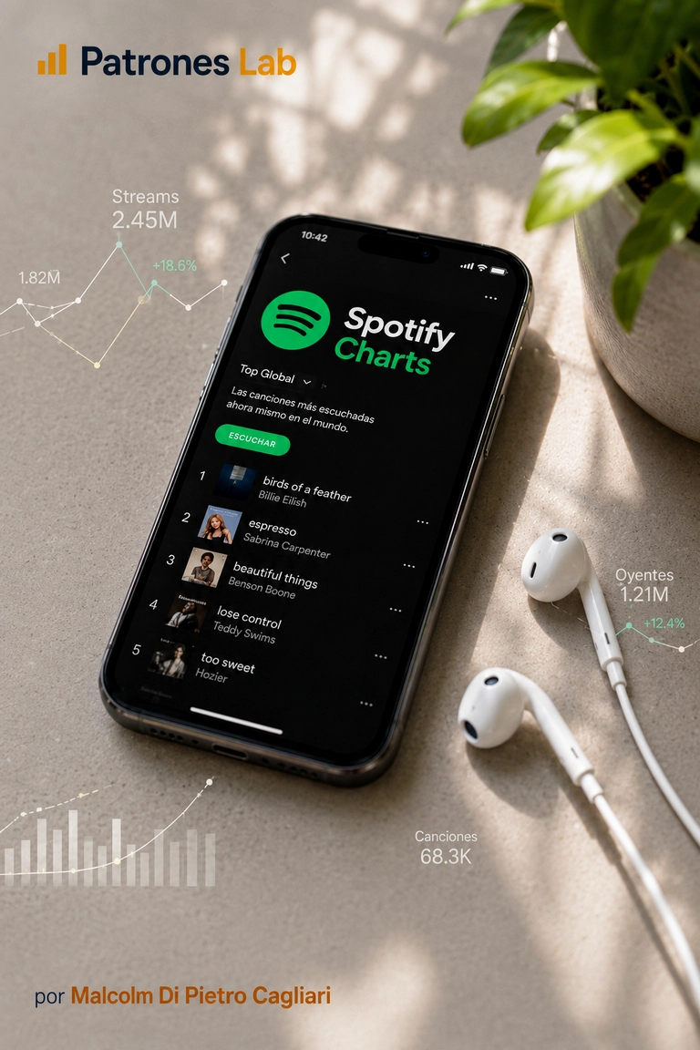 Imagen principal del proyecto Dashboard en Power BI · Spotify Charts